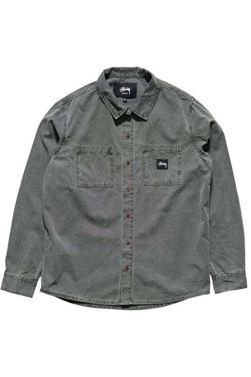 Stussy Mens Barham Pigment LS Shirts Grey - GFRLE8502